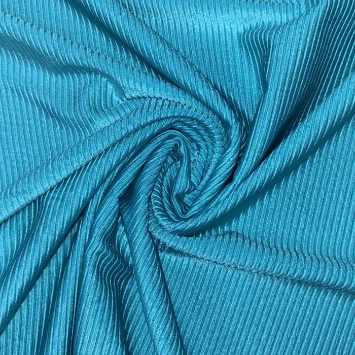Licra acanalada destellante azul turquesa