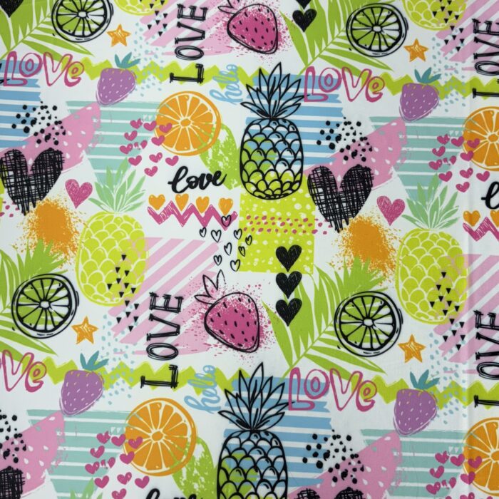 Licra pacific estampada frutas piña