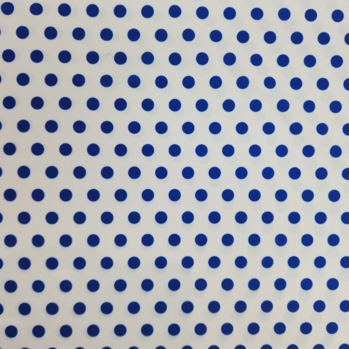 Licra Pacific Estampada lunar azul fondo blanco 0.5 cm