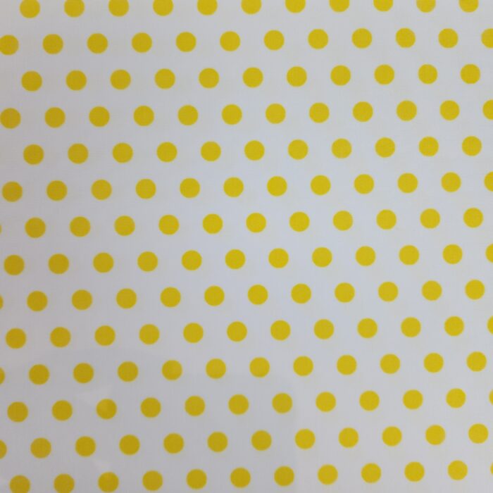 Licra Pacific Estampada lunar amarillo fondo blanco 0.5 cm