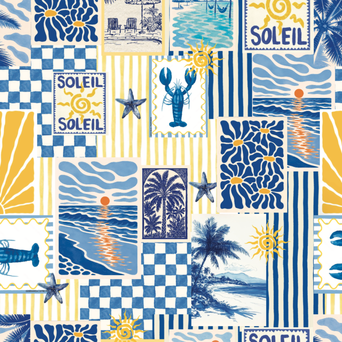 Licra pacific estampada verano azul